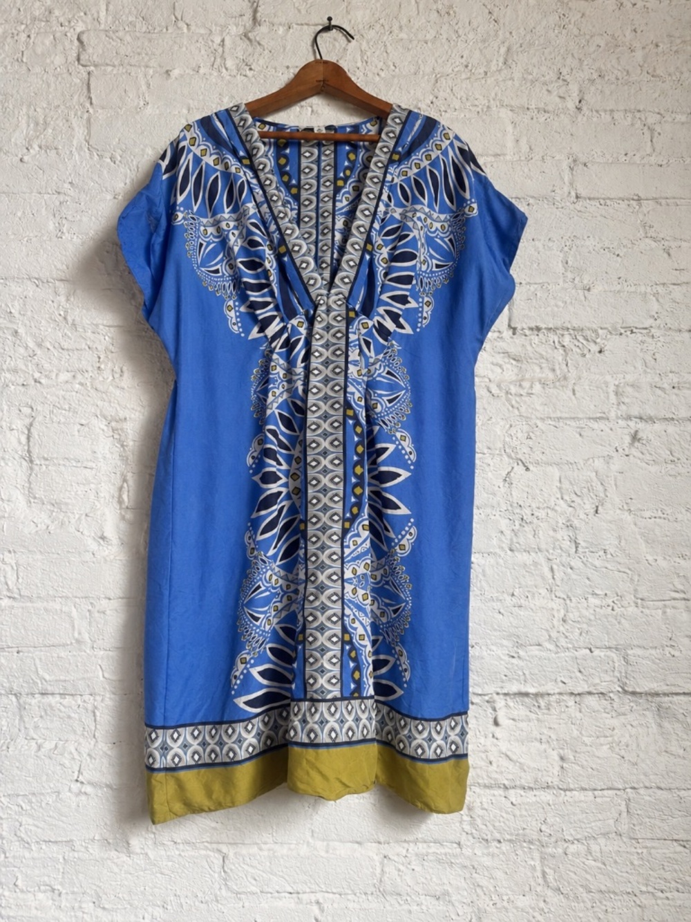 Banana Republic Blue Silk Medallion Print Caftan Dress